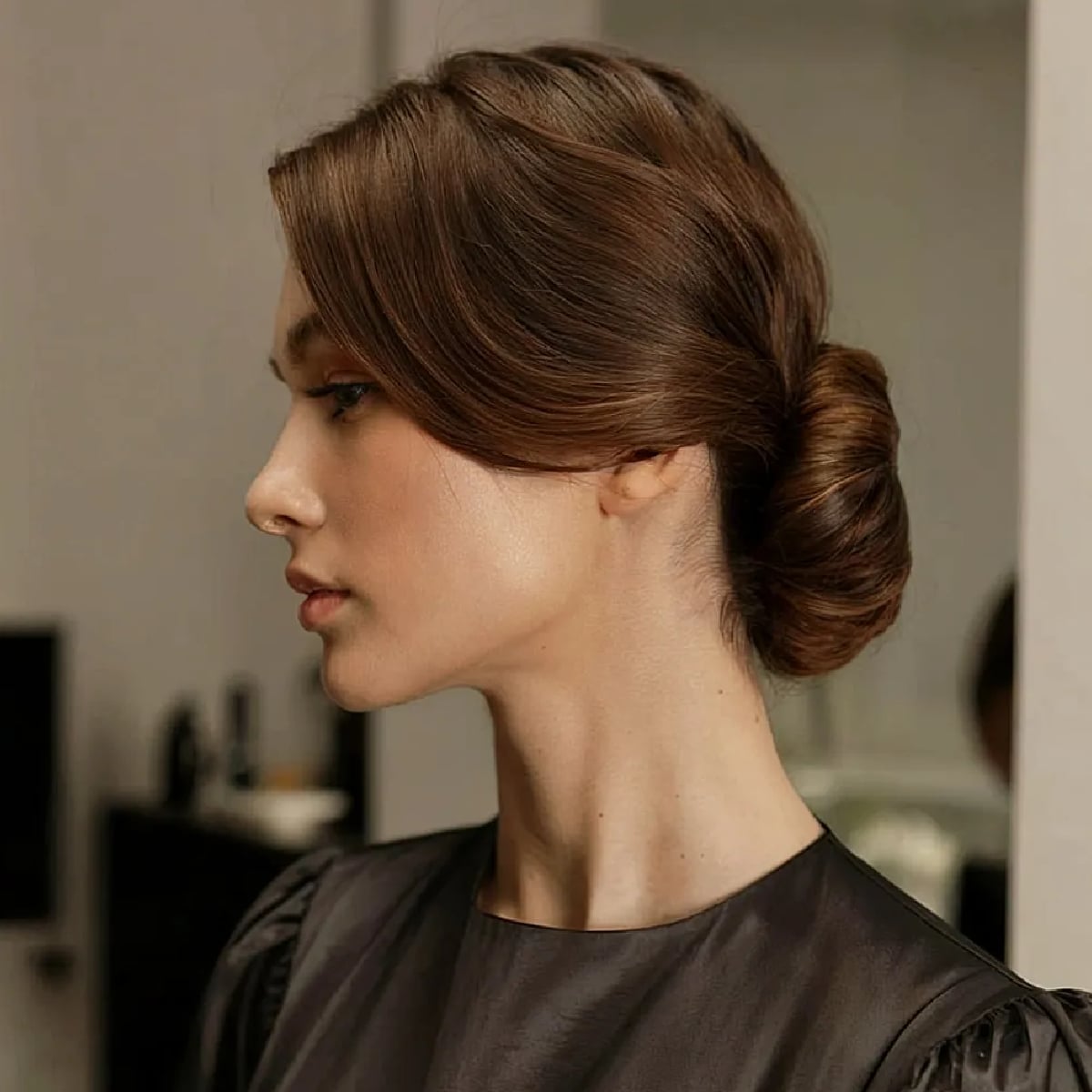 Medium Brown French Twist With Bangs — Classy Twisted Styles