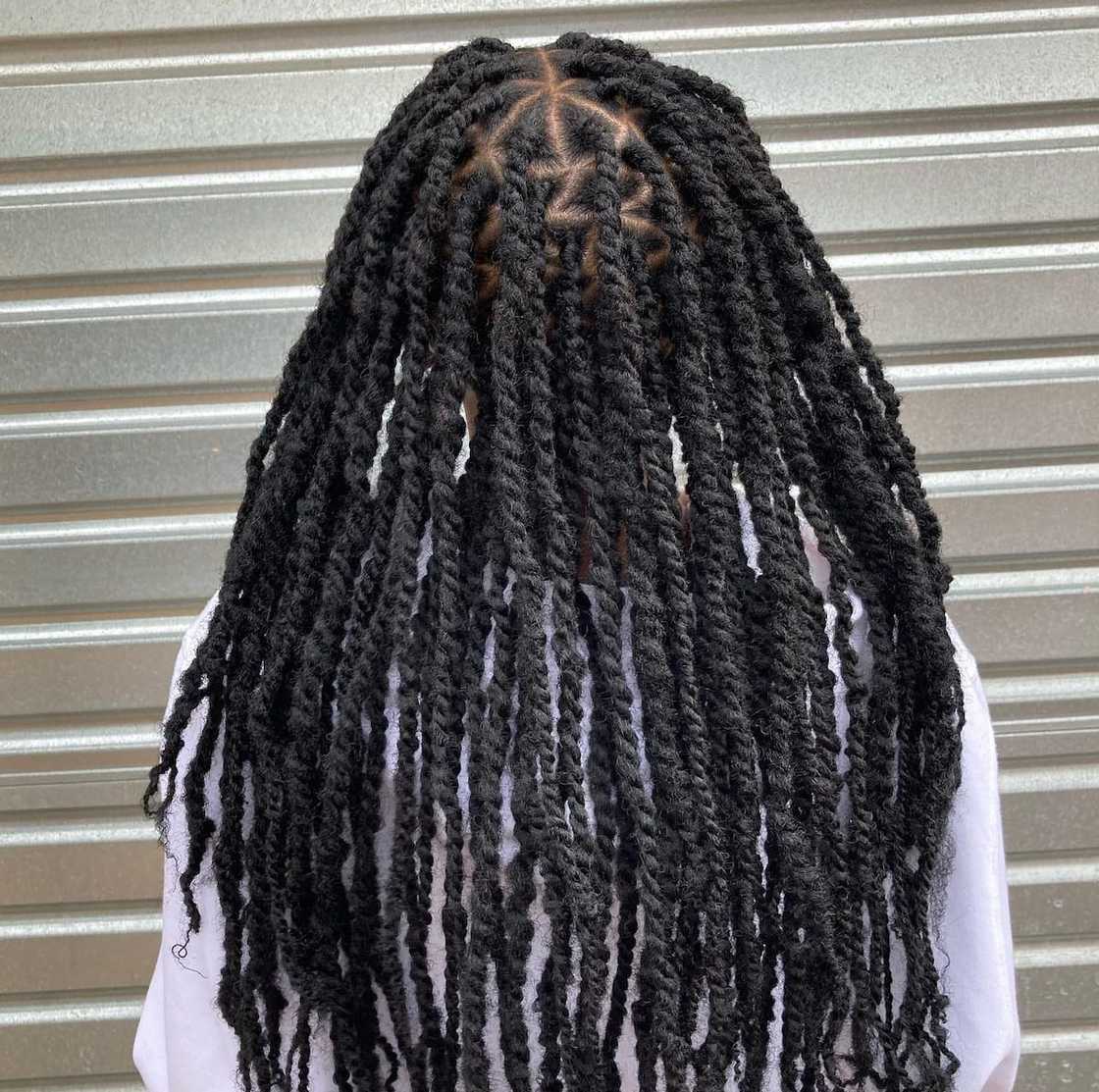 Thick Black Kinky Twists With Grid Parting — Classy Twisted Styles