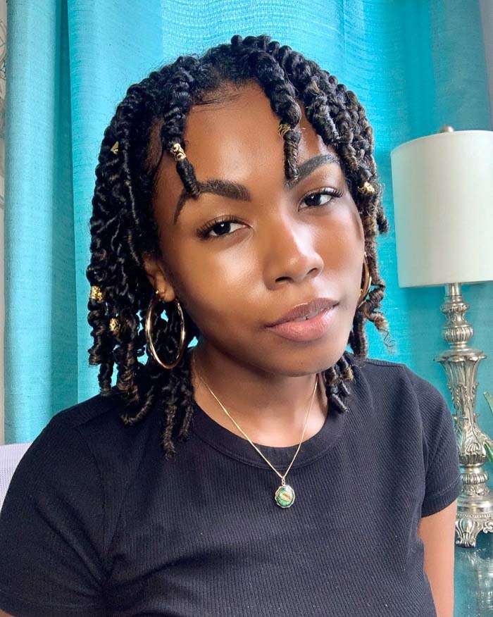Shoulder Twists With Blonde Tips And Beads Shoulder Twists With Blonde Tips And Beads — Classy Two Strand Twists Natural Hair