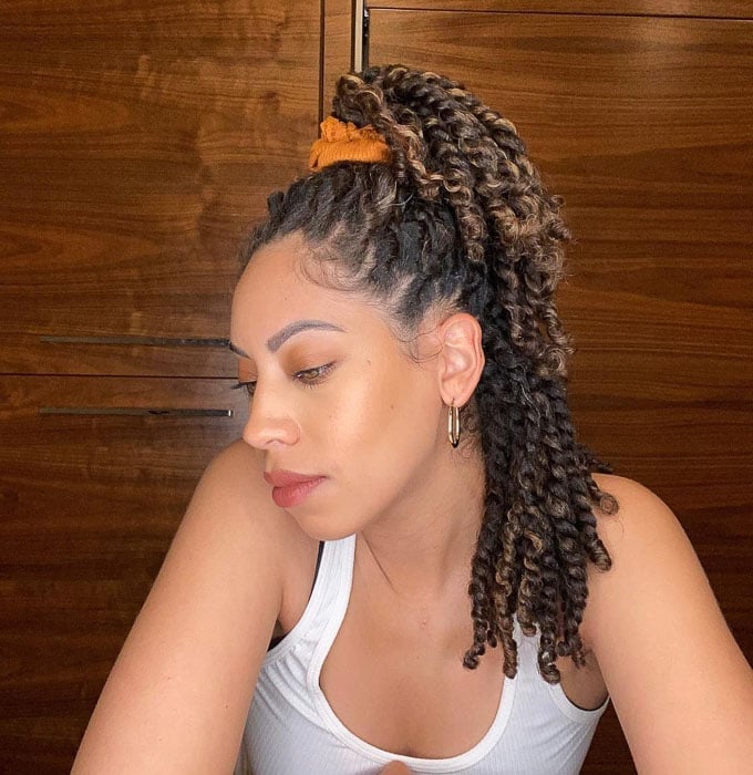Shoulder Length Twisted Updo With Highlights Shoulder Length Twisted Updo With Highlights — Classy Two Strand Twists Natural Hair