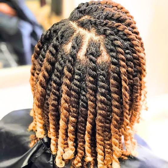 Two-Tone Collarbone Bob With Twists Two-Tone Collarbone Bob With Twists — Classy Two Strand Twists Natural Hair
