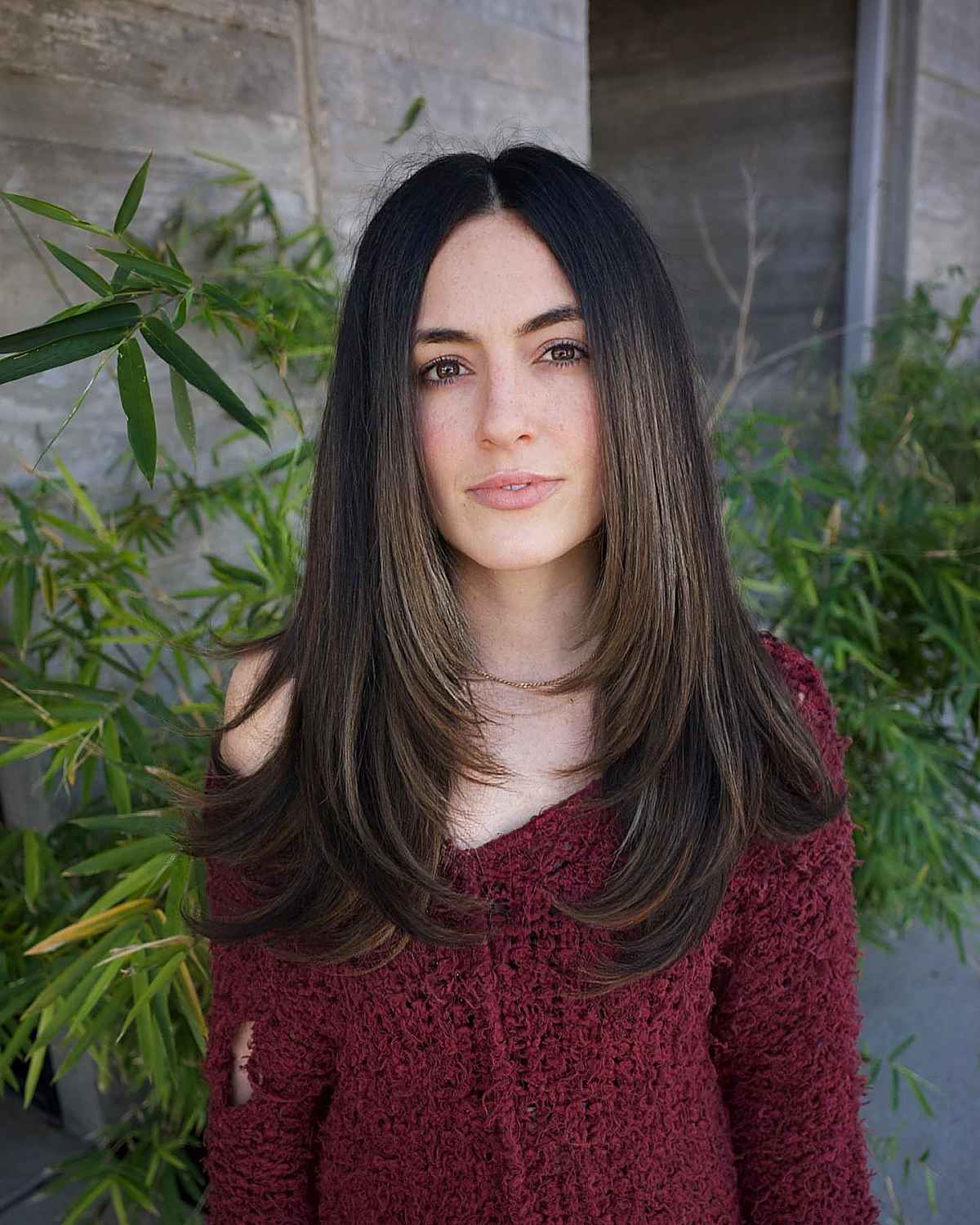 Long Dark Brown With Face-Framing Layers Long Dark Brown With Face-Framing Layers — Classy U Shape Haircuts