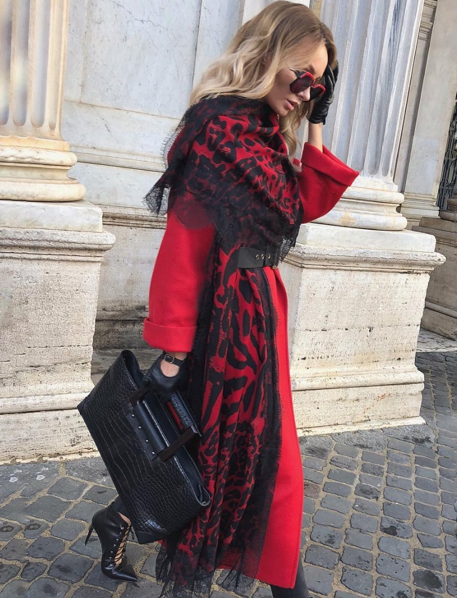 Red Coat and Leopard Scarf for Winter Chic Red Coat and Leopard Scarf for Winter Chic — Classy Under Outfits