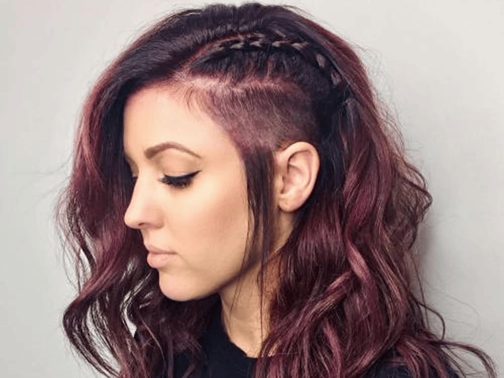 Dark Red Undercut With Braided Sides — Classy Undercut Hairstyles