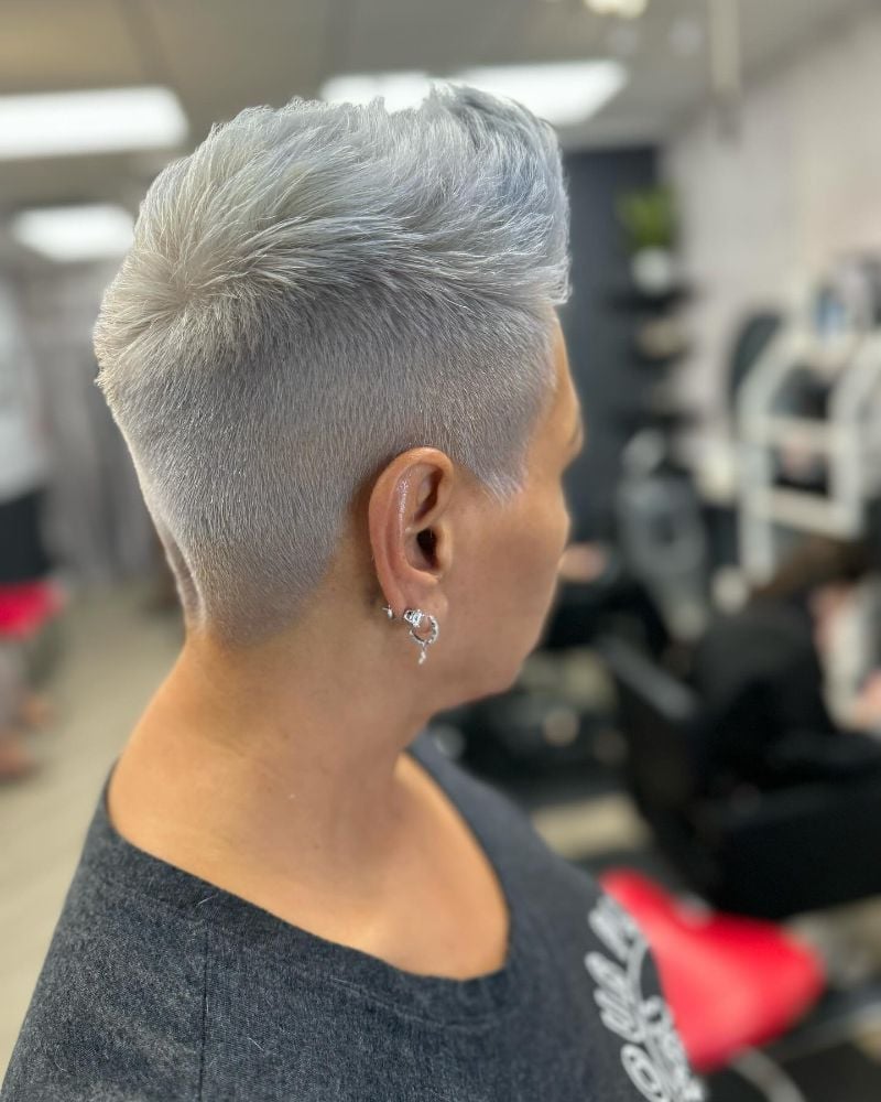 Grey Blonde Pixie With Undercut and Blowout — Classy Undercut Hairstyles