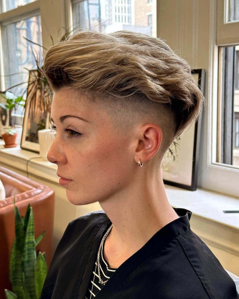 Dark Brown Undercut Pixie With Swept Forward Style — Classy Undercut Hairstyles