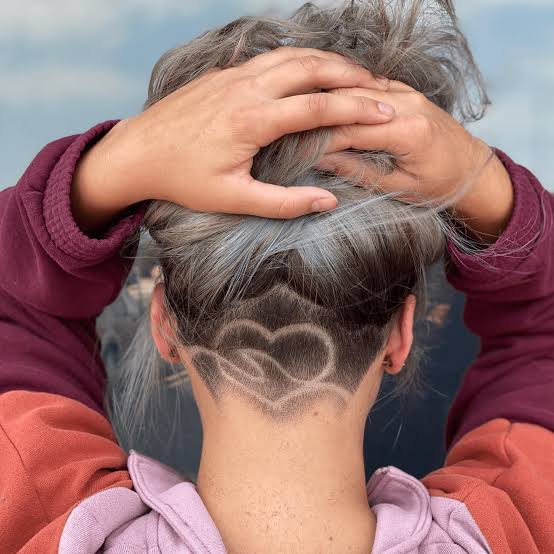 Undercut With Heart Design and Messy Bun — Classy Undercut Hairstyles