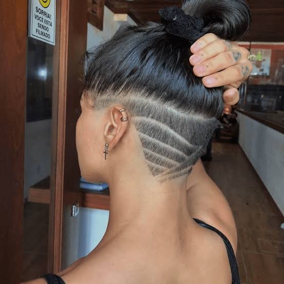 Dark Brown Undercut With Geometric Shaved Design — Classy Undercut Hairstyles