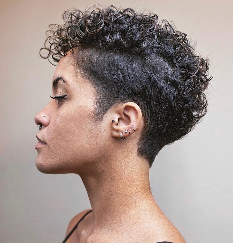 Short Curly Undercut With Side Swept Bangs — Classy Undercut Hairstyles