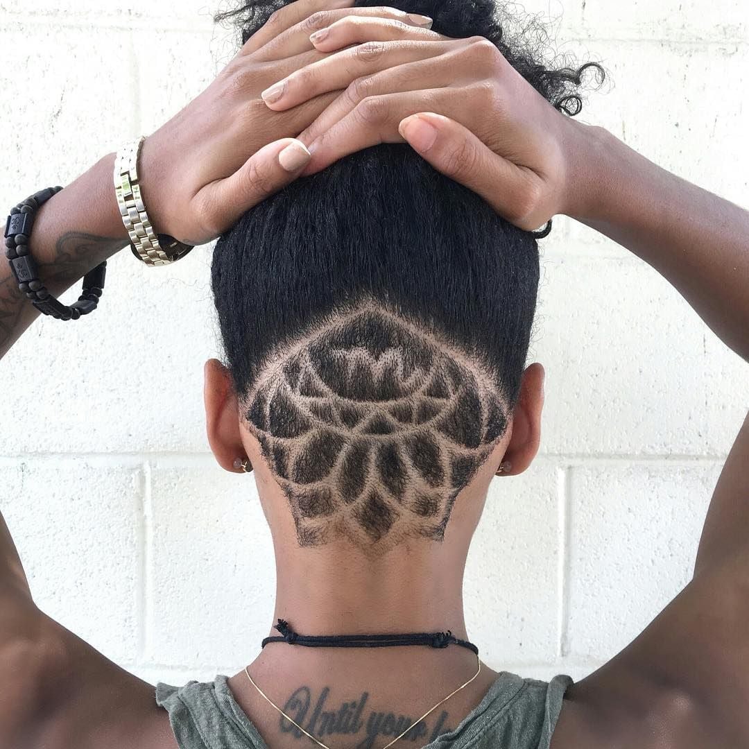 Black Hair Undercut With Geometric Design — Classy Undercut Hairstyles
