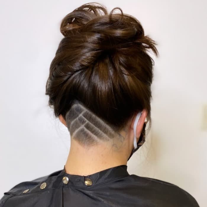 Dark Brown Undercut With Three Line Geometric Design — Classy Undercut Hairstyles