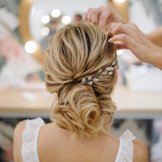 Ash Blonde Updo with Loose Curls and Accessory — Classy Updo Hair