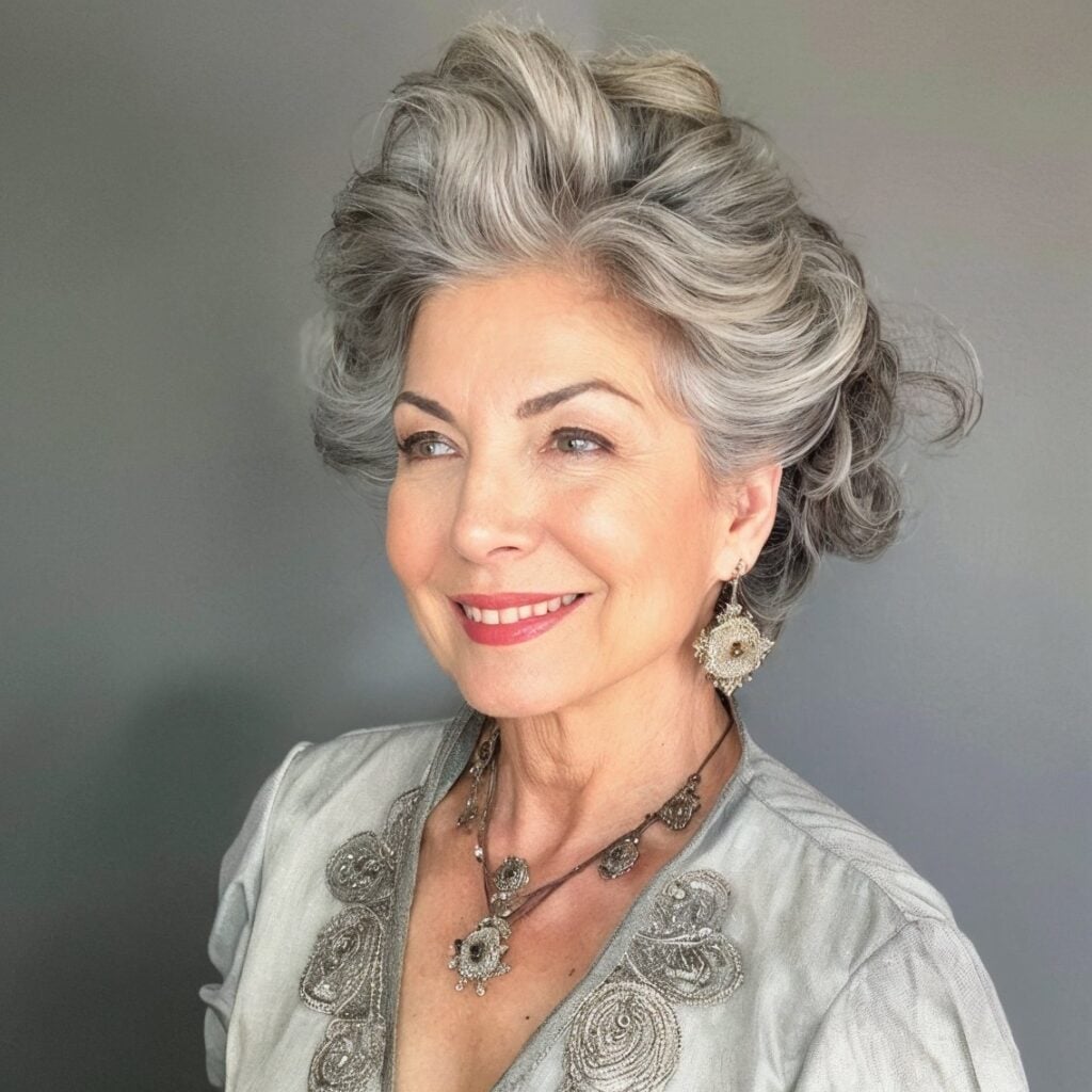 Grey Voluminous Swept-Up Updo — Classy Updo Hair