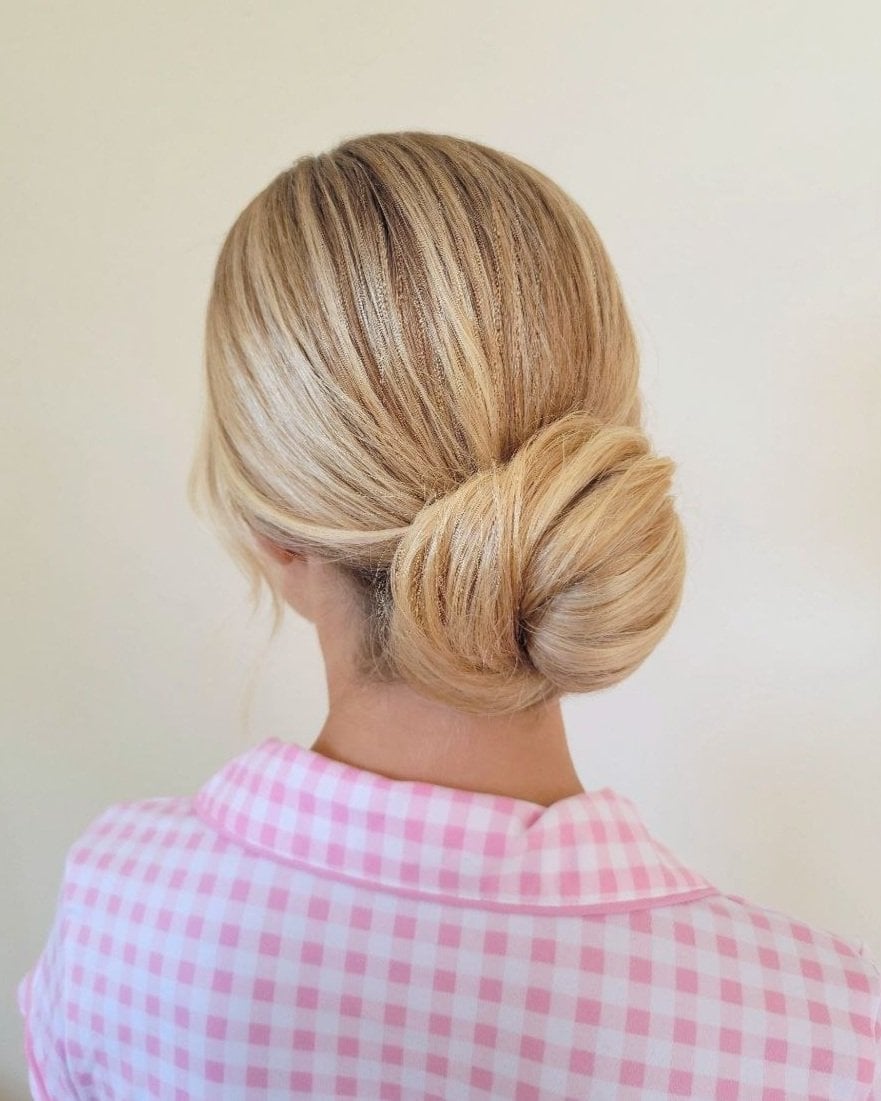 Blonde Smooth Low Chignon — Classy Updo Hair