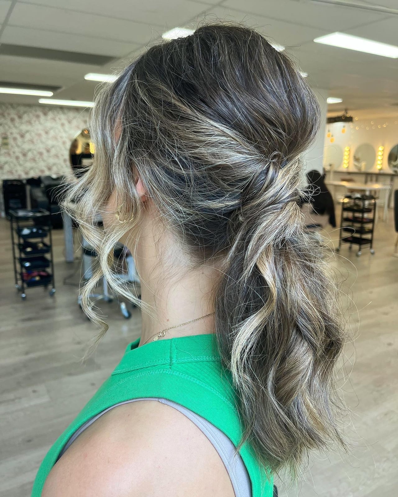 Textured Dark Brown Ponytail With Balayage — Classy Updo Ponytail