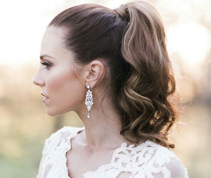 Medium Brown Shoulder Length High Ponytail — Classy Updo Ponytail