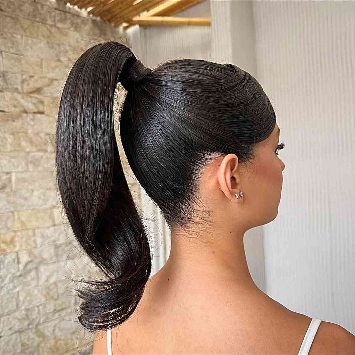Sleek High Black Ponytail — Classy Updo Ponytail