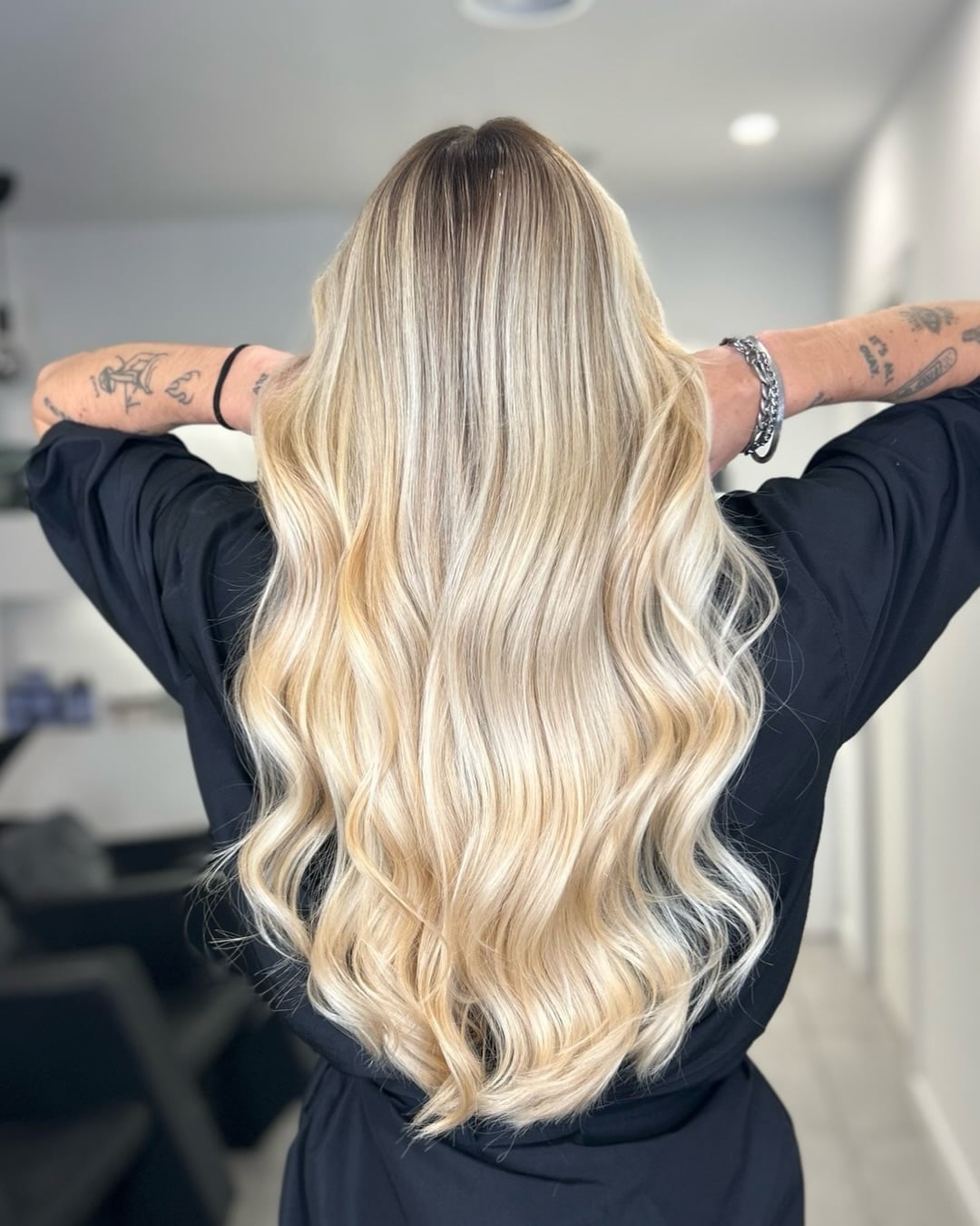 Creamy Vanilla Blonde With Polished Blowout Creamy Vanilla Blonde With Polished Blowout — Classy Vanilla Blonde