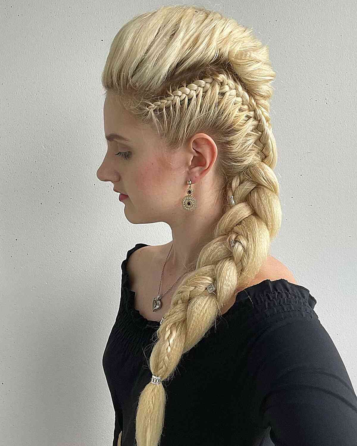 Platinum Blonde Dramatic Braided Mohawk Platinum Blonde Dramatic Braided Mohawk — Classy Viking Braids