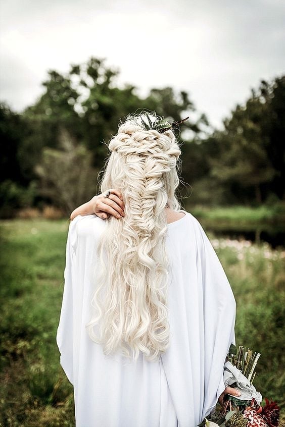 Long Platinum Blonde Dramatic Fishtail Braid Long Platinum Blonde Dramatic Fishtail Braid — Classy Viking Braids