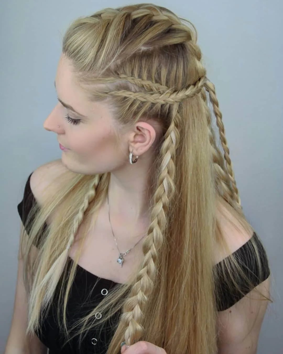 Long Blonde Braids With Face Framing Long Blonde Braids With Face Framing — Classy Viking Braids