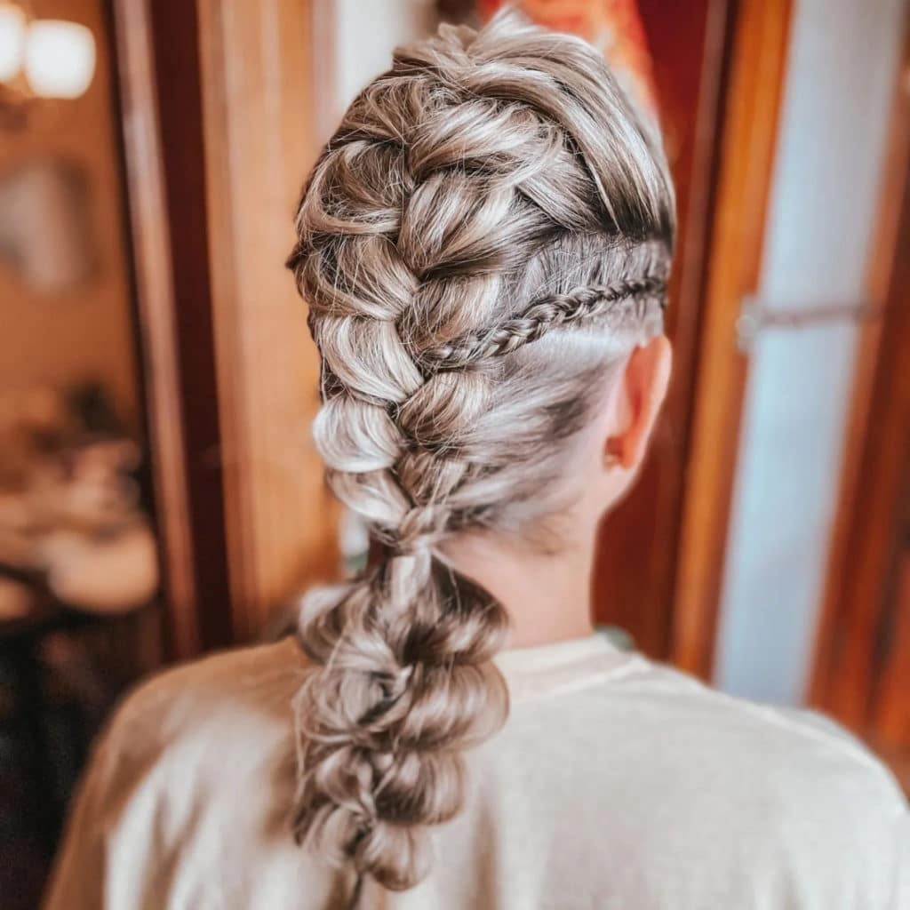 Ash Blonde Undercut With Textured Ponytail Ash Blonde Undercut With Textured Ponytail — Classy Viking Braids