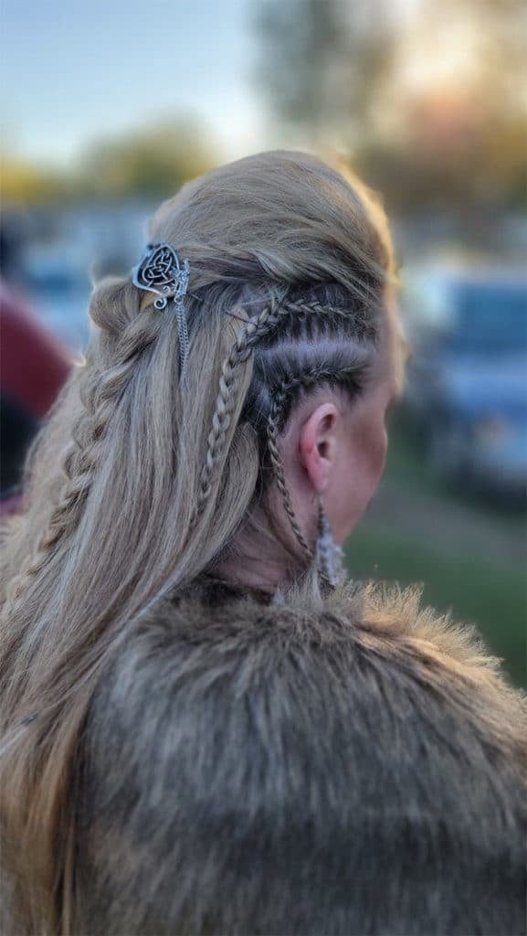 Light Blonde With Braids And Celtic Clip Light Blonde With Braids And Celtic Clip — Classy Viking Braids