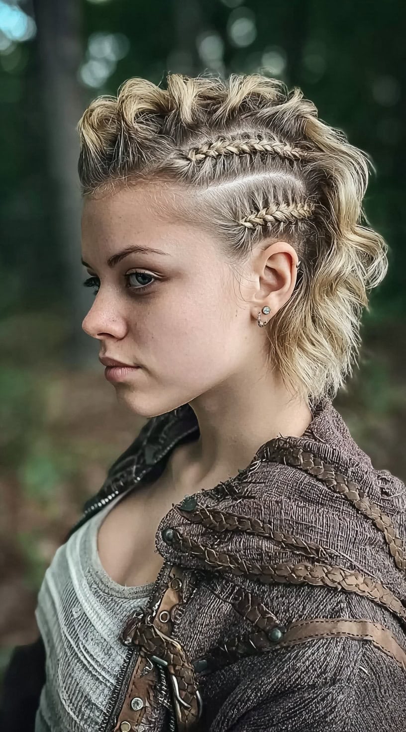 Light Blonde Braided Mohawk With Shaved Sides Light Blonde Braided Mohawk With Shaved Sides — Classy Viking Braids