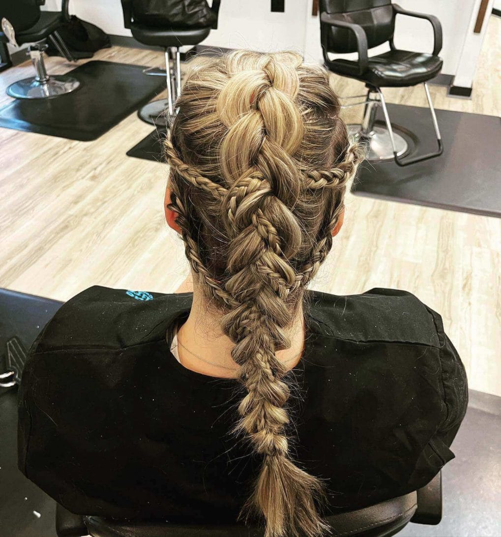 Blonde Braided Crown With Back Braid Blonde Braided Crown With Back Braid — Classy Viking Braids