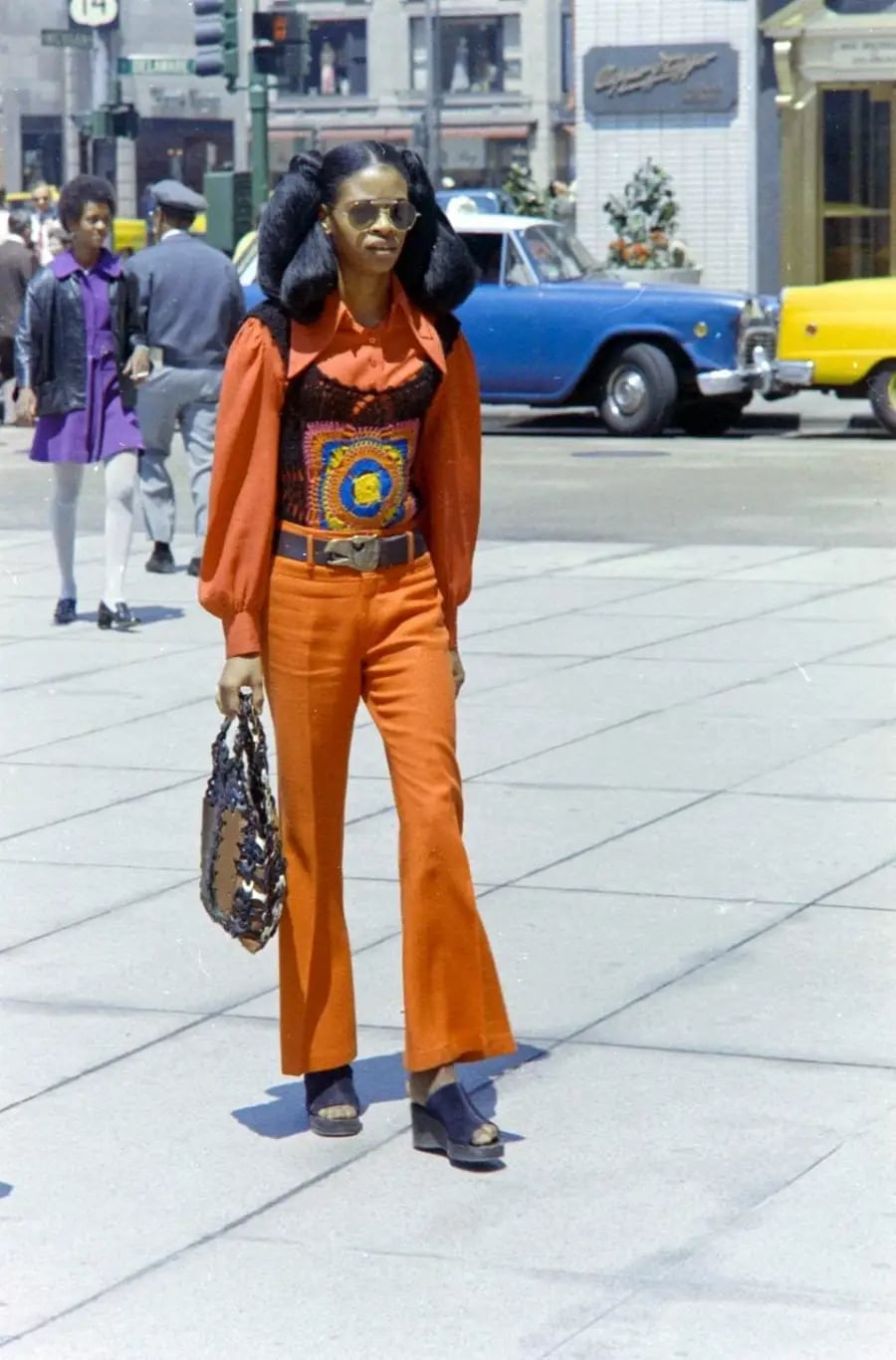 Flared Trousers With Crochet Vest and Wedge Sandals — Classy Vintage Outfits