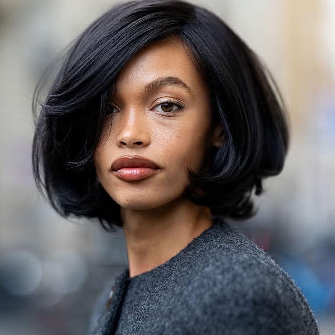 Black Chin Length Bob With Curtain Bangs Black Chin Length Bob With Curtain Bangs — Classy Volumizing Hair