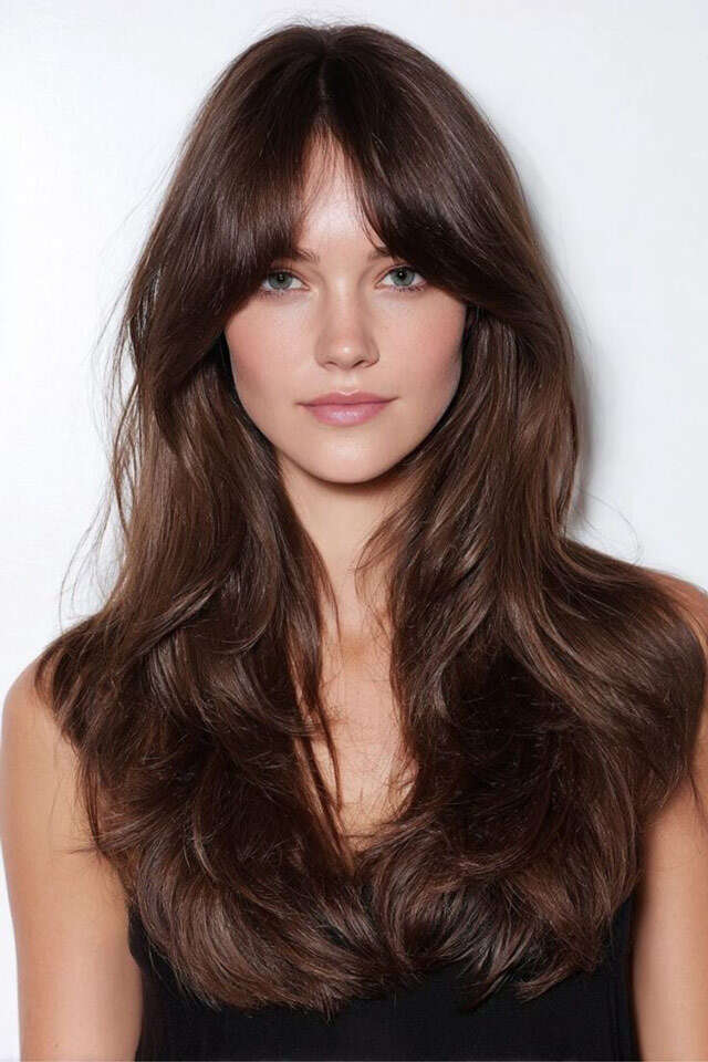 Mid-Back Dark Brown Waves With Face-Framing Layers — Classy Wavy Hair Hairstyles