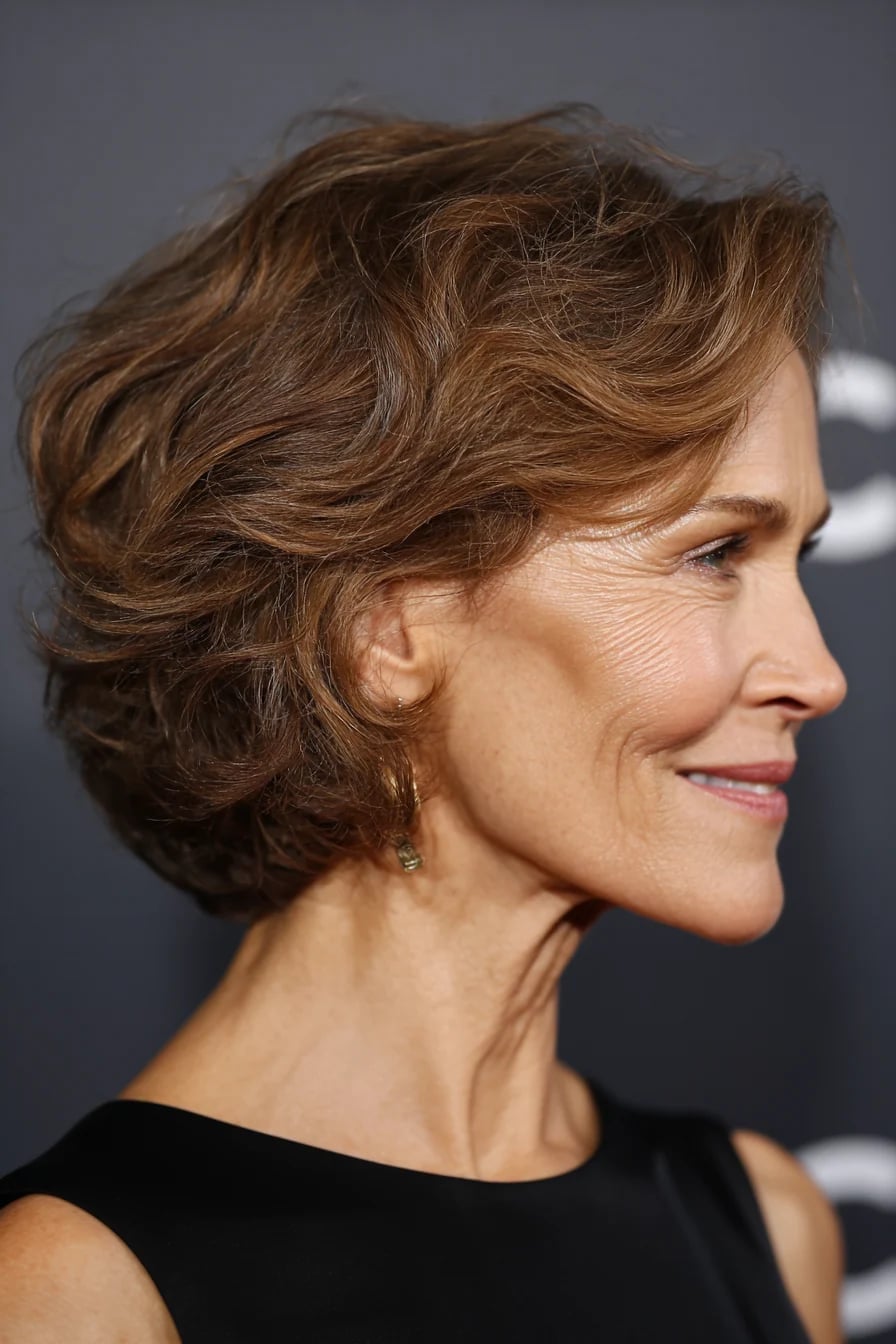 Short Layered Brown Bob With Grey Tones Short Layered Brown Bob With Grey Tones — Classy Wavy Haircuts