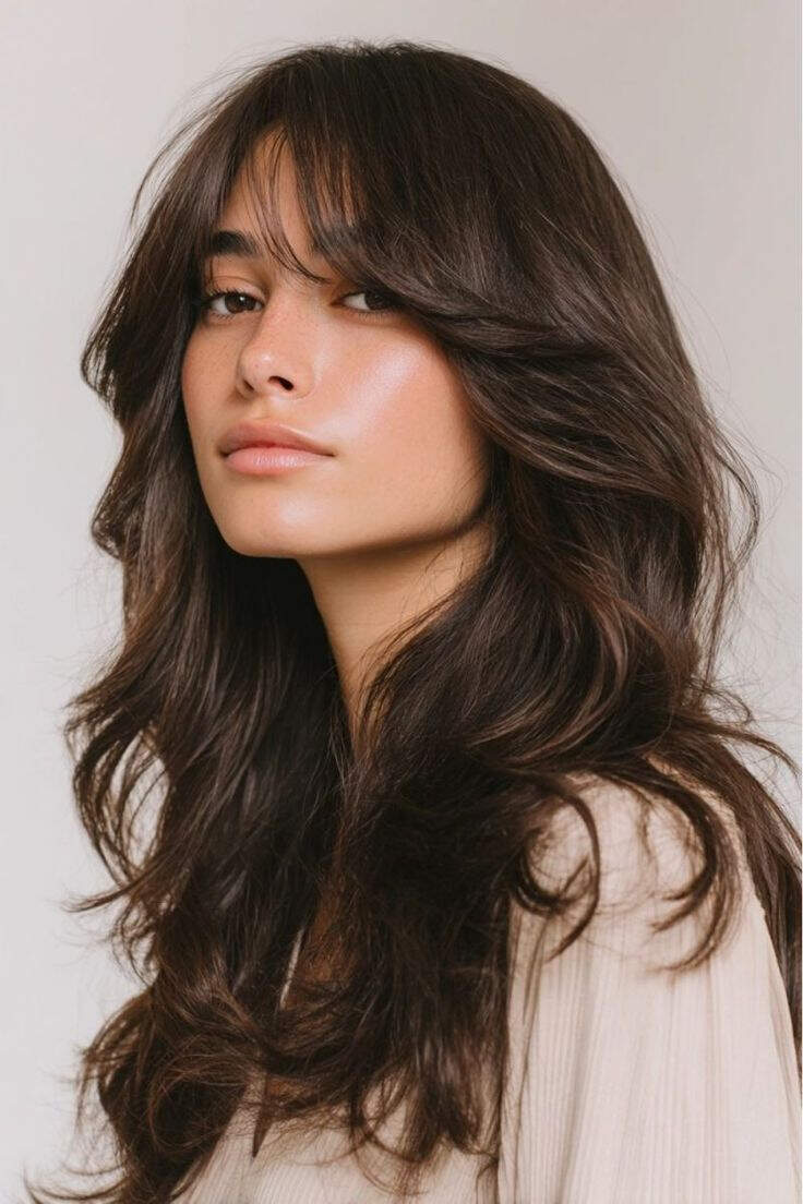 Mid-Back Dark Brown Blowout With Soft Waves Mid-Back Dark Brown Blowout With Soft Waves — Classy Wavy Hairstyles