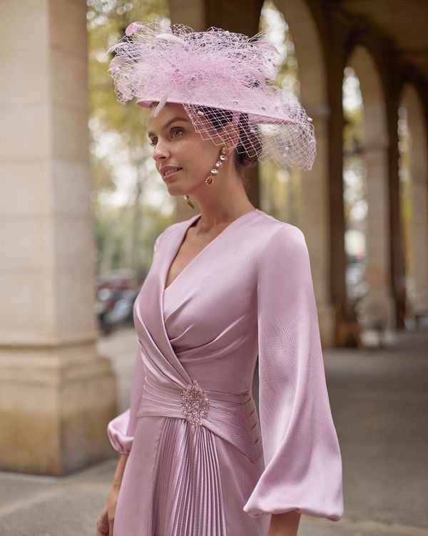 Lilac Wrap Dress with Pleated Skirt for a Formal Occasion Lilac Wrap Dress with Pleated Skirt for a Formal Occasion — Classy Wedding Guest Outfits