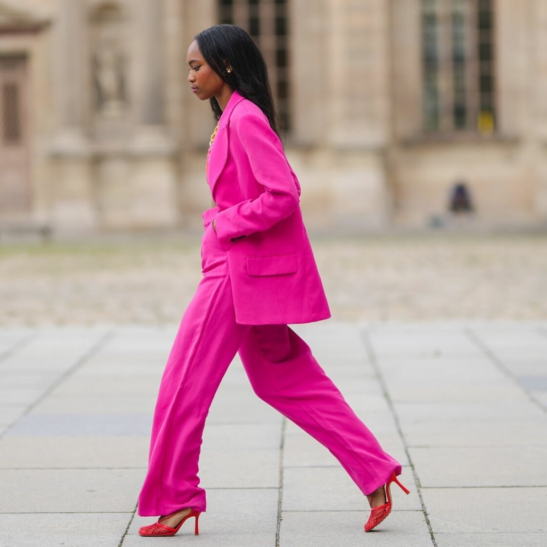 Hot Pink Oversized Blazer and Wide-Leg Trousers Suit Hot Pink Oversized Blazer and Wide-Leg Trousers Suit — Classy Wedding Guest Outfits