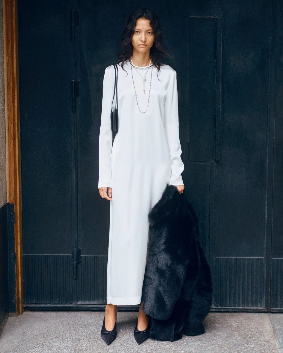 Satin Column Dress for Formal Events — Classy White Outfits