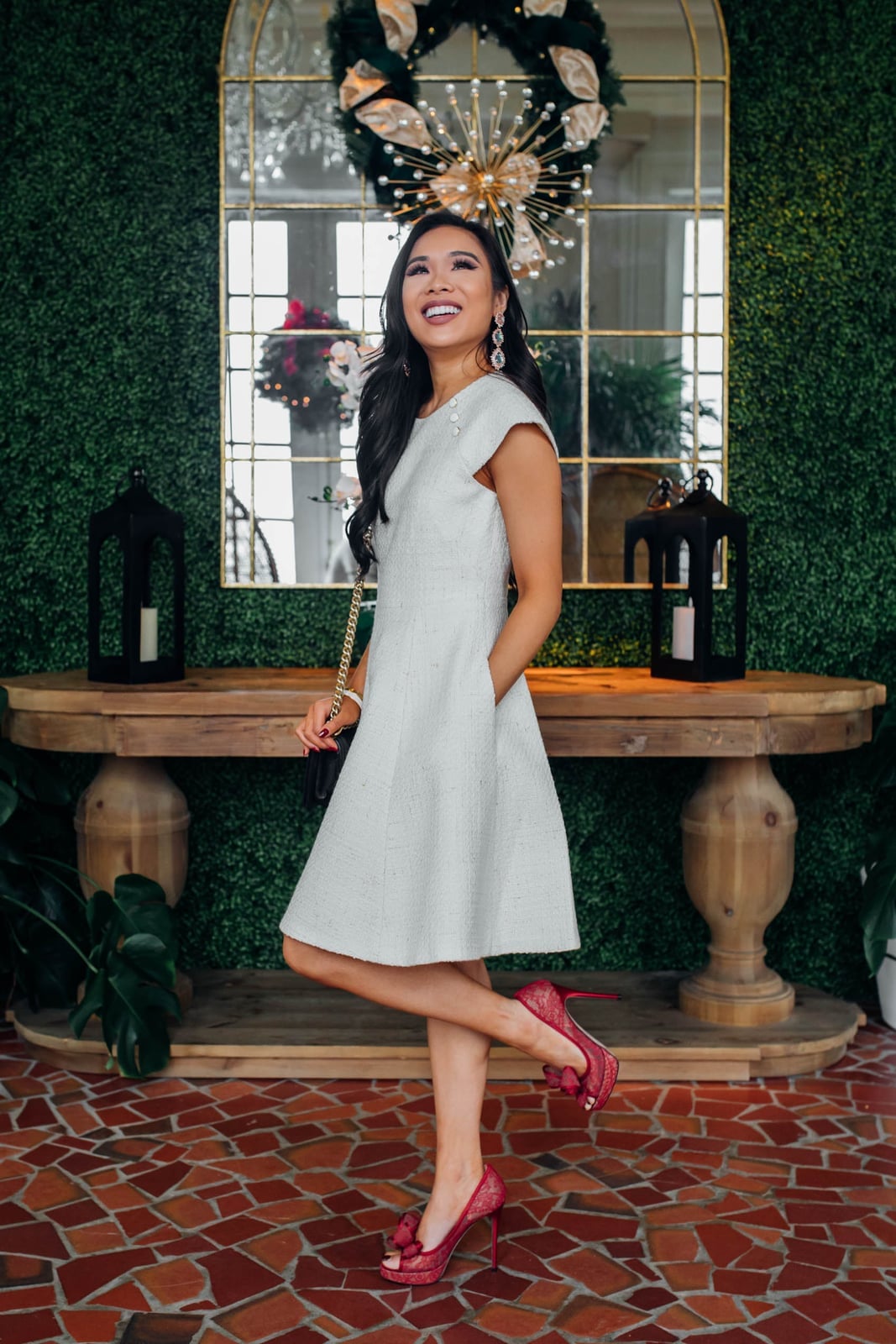 Tweed Fit and Flare Dress for Parties — Classy White Outfits