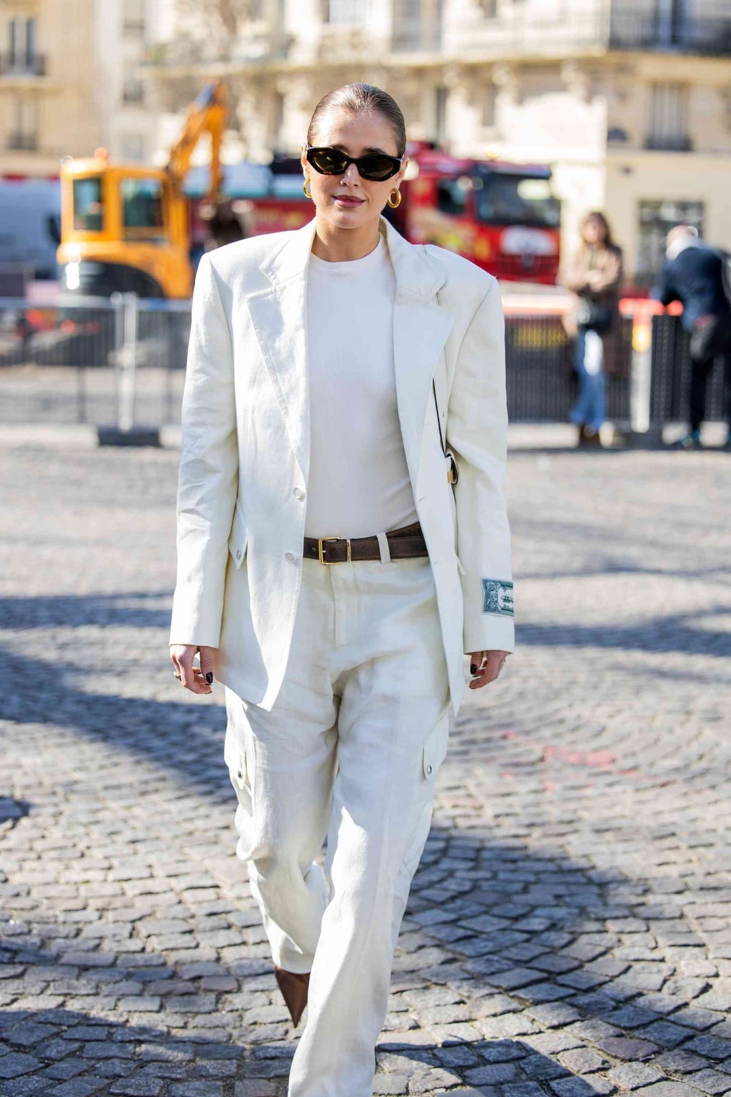 Oversized Blazer with Cargo Trousers — Classy White Outfits