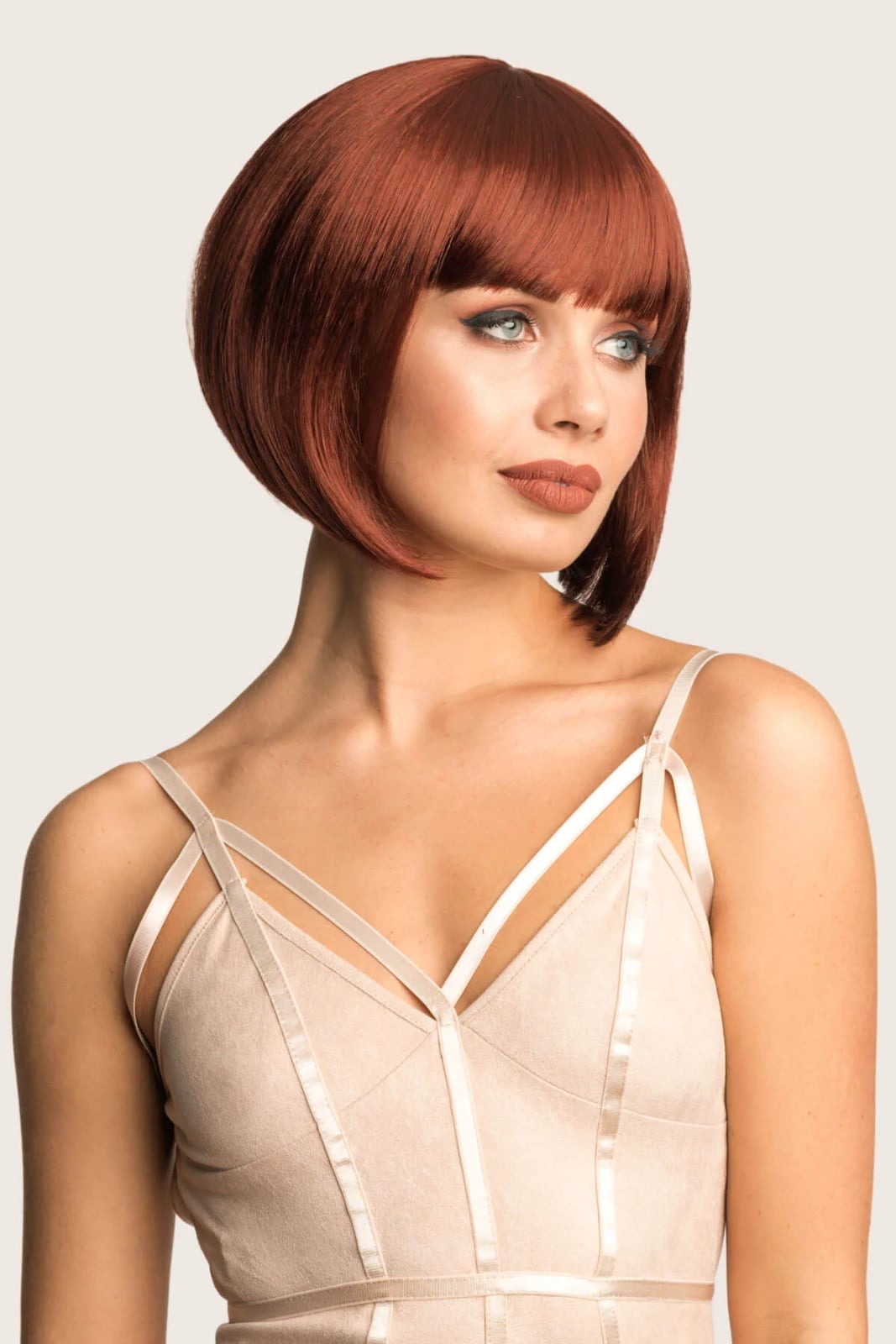 Copper Red Blunt Bob With Blunt Bangs Copper Red Blunt Bob With Blunt Bangs — Classy Wig Hair