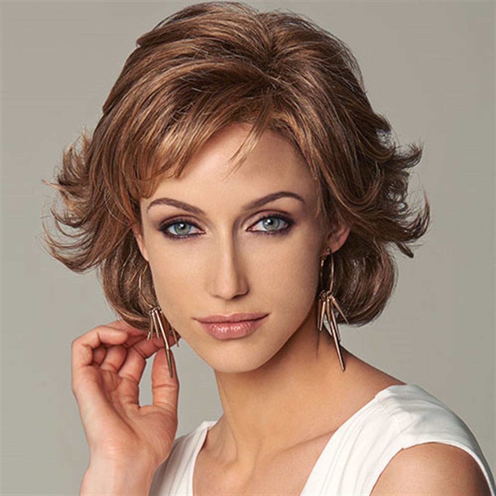 Short Shag With Textured Waves and Short Bangs Short Shag With Textured Waves and Short Bangs — Classy Wig Hair