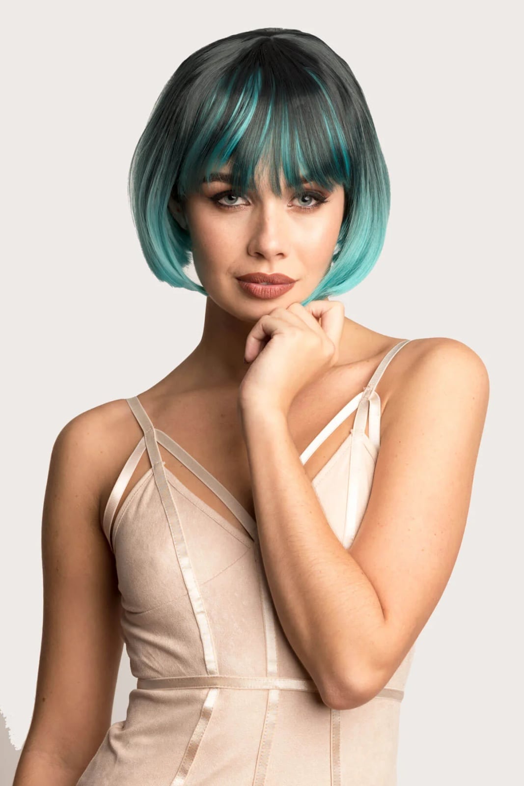 Blunt Bob With Black to Turquoise Ombre Blunt Bob With Black to Turquoise Ombre — Classy Wig Hair
