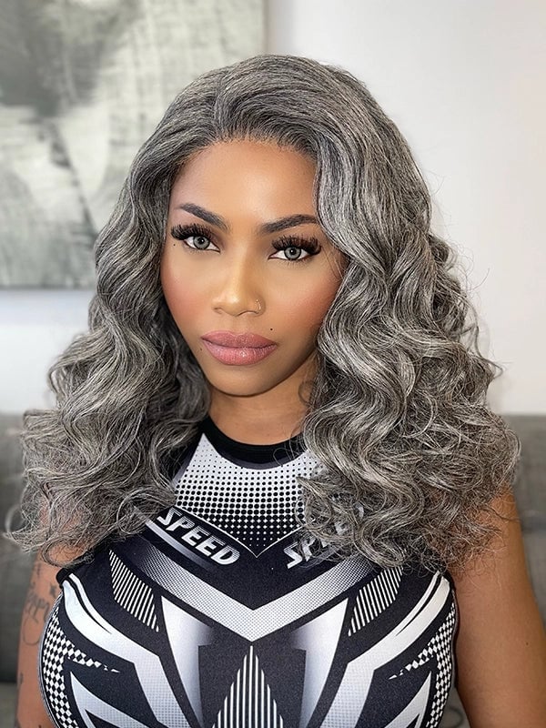 Long Wavy Salt and Pepper Grey Long Wavy Salt and Pepper Grey — Classy Wig Hair