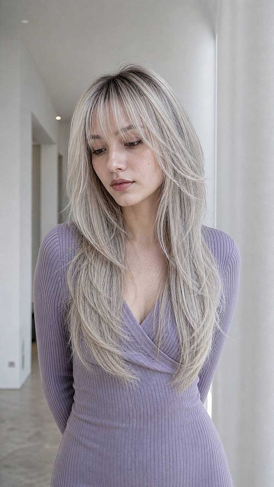 Mid-Back Ash Blonde Shag Wolf Cut Mid-Back Ash Blonde Shag Wolf Cut — Classy Wolf Cut