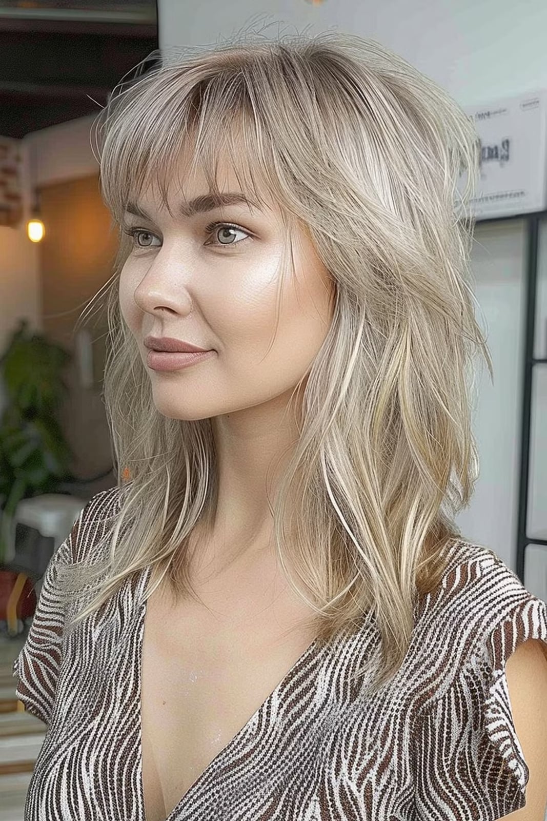 Ash Blonde Collarbone Wolf Cut Side View Ash Blonde Collarbone Wolf Cut Side View — Classy Wolf Cut