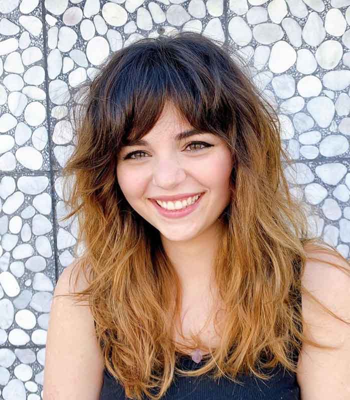 Mid-Back Dark Brown Wolf Cut With Ombre, Wavy Mid-Back Dark Brown Wolf Cut With Ombre, Wavy — Classy Wolf Cut