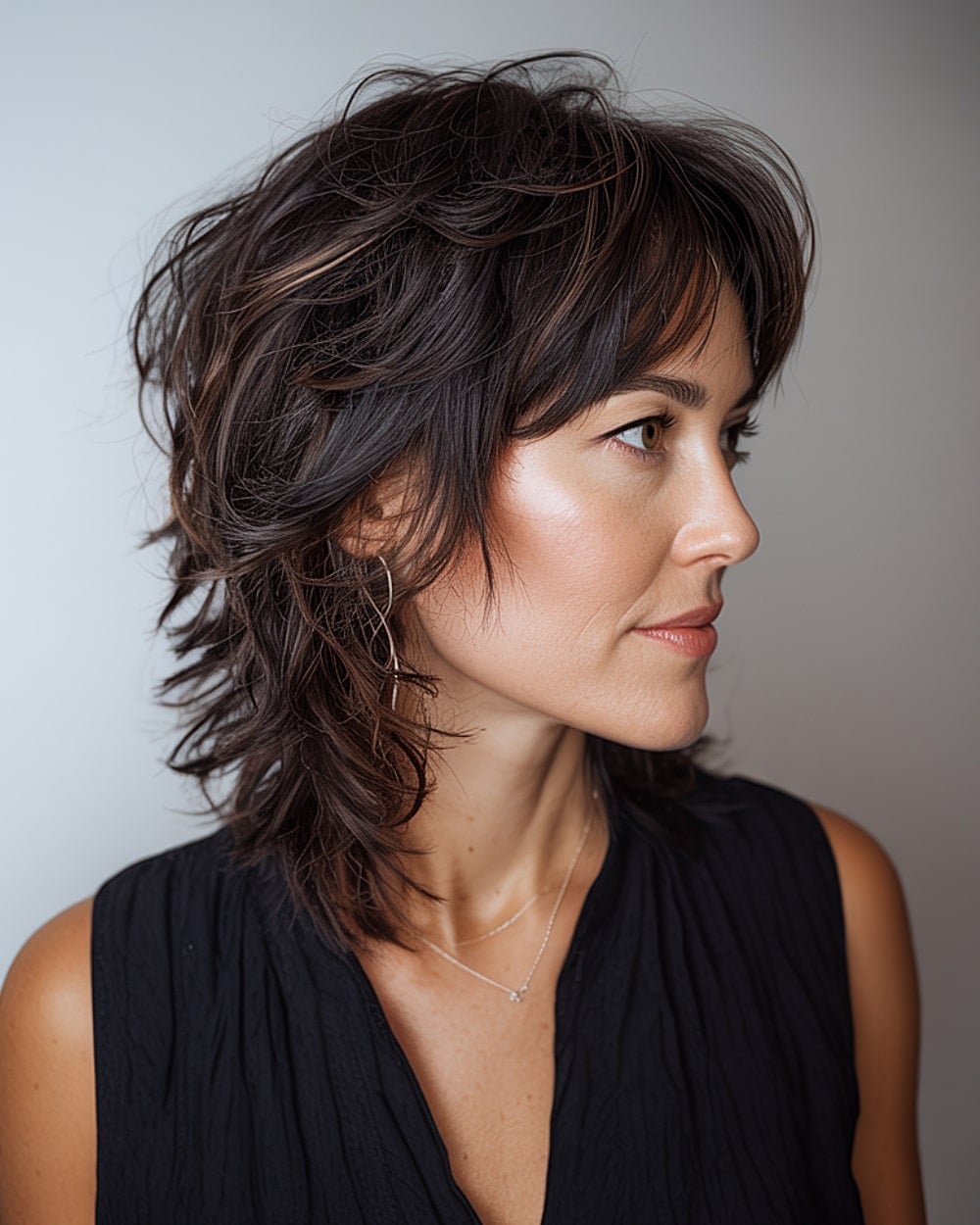 Dark Brown Wolf Cut Textured Waves Dark Brown Wolf Cut Textured Waves — Classy Wolf Cut