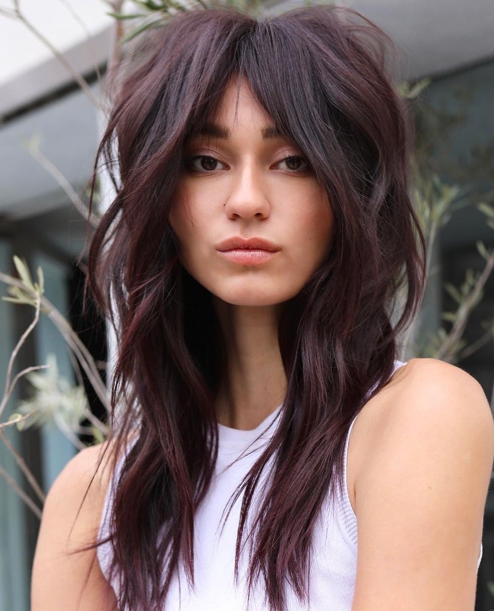Voluminous Black Collarbone Wolf Cut Voluminous Black Collarbone Wolf Cut — Classy Wolf Cut Hair