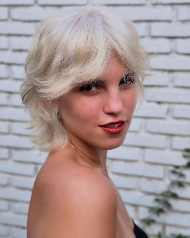 Platinum Blonde Ear Length Wolf Cut Platinum Blonde Ear Length Wolf Cut — Classy Wolf Cut Hair