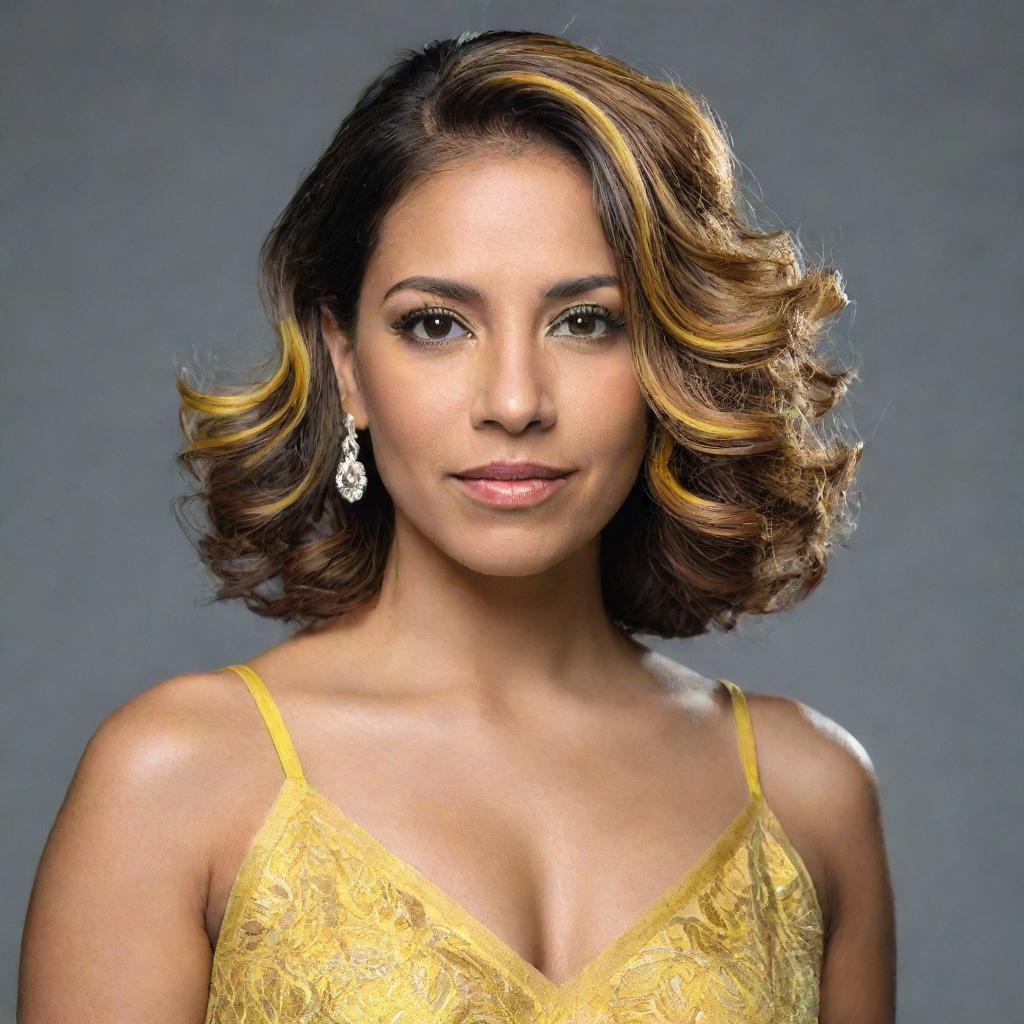 Chin Length Angled Bob With Yellow Highlights Chin Length Angled Bob With Yellow Highlights — Classy Yellow Highlights